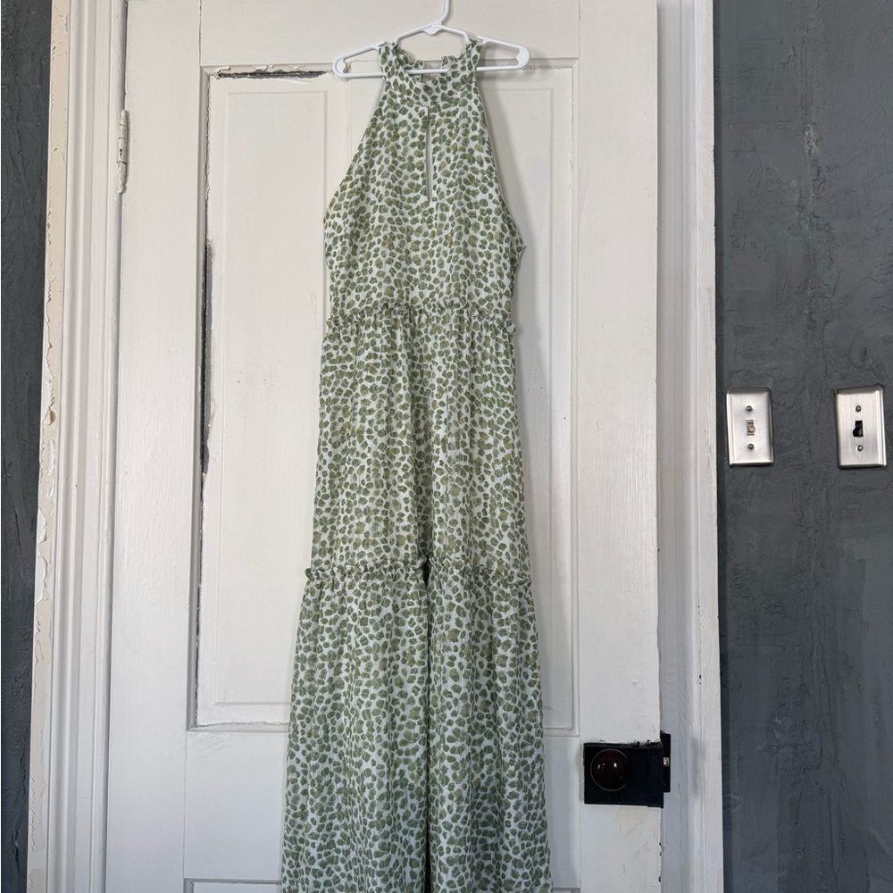 Paper Crane Green Printed Halter Maxi Dress